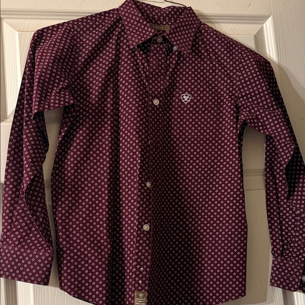 Boys  Ariat western Burgundy Patterned Shirt